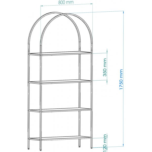 Mona B�cherregal 80 x 30 x 175 cm - Schwarz