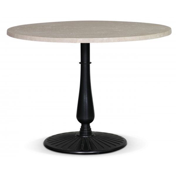 Flair runder Esstisch Ø105 cm - Black Mystery E100 Füße / Travertinstein