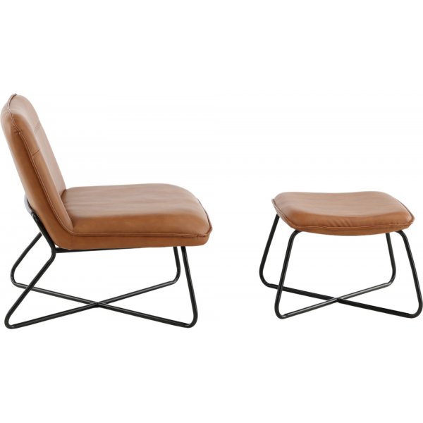 Laxa Sessel mit Fuhocker - Braun/Schwarz