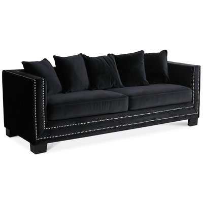 Cloude 3-Sitzer Sofa mit Nieten - schwarz (Samt)