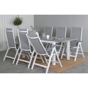 Albany Outdoor-Essgruppe mit 6 Albany-Sthlen - Grau/Wei