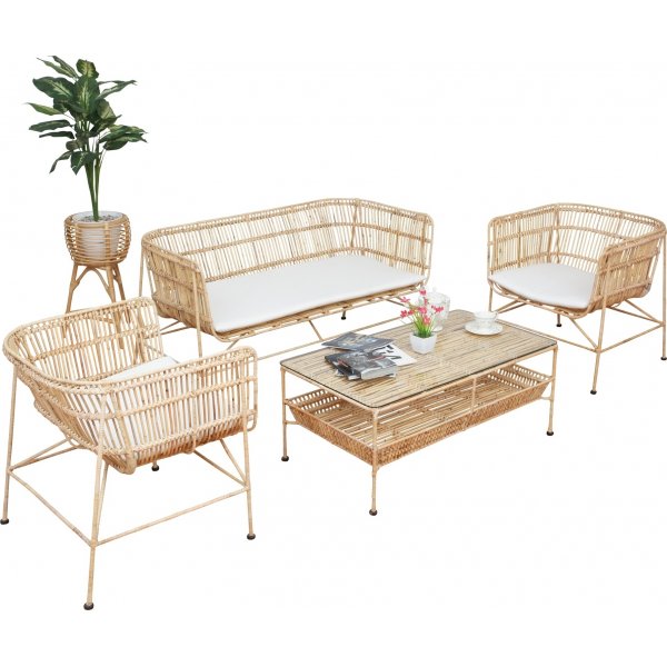 Gartenmbelgruppe Galice aus Rattan - Natur/Metall