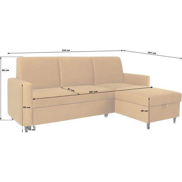 Schlafsofa mit Lattenrost - Gelb