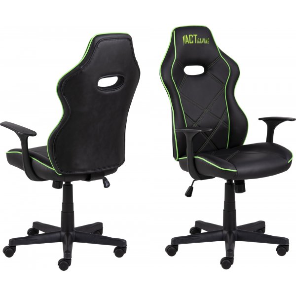 Vayne schwarzer Gaming-Stuhl mit grnen Details