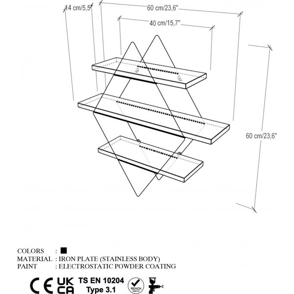 Dekoryum Wandregal Eiche/schwarz