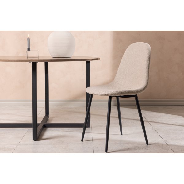 Bridge-Esszimmerstuhl - Beigefarbenes Boucl