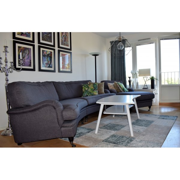 Louise ovaler Couchtisch mit Ablage - Wei