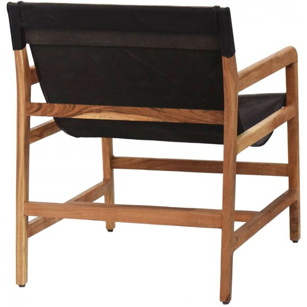 Porto-Sessel aus Teakholz / schwarzem Anilinleder + Fleckentferner fr Mbel