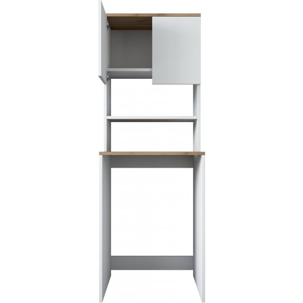 Langer Waschmaschinenschrank 1 - Wei�/Walnuss