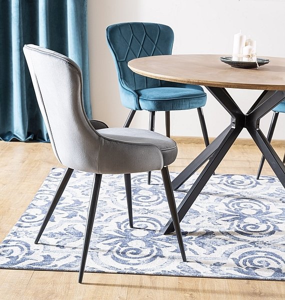 Lotus Esszimmerstuhl - Grauer Samt Lotus Esszimmerstuhl - Grauer Samt