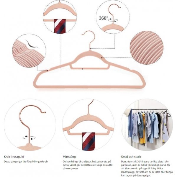 Kleiderb�gel, Samt, 43,5 cm, 30er-Pack - Pink