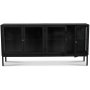 Cliff Sideboard aus Blech mit 4 Tren - Schwarz / Klarglas