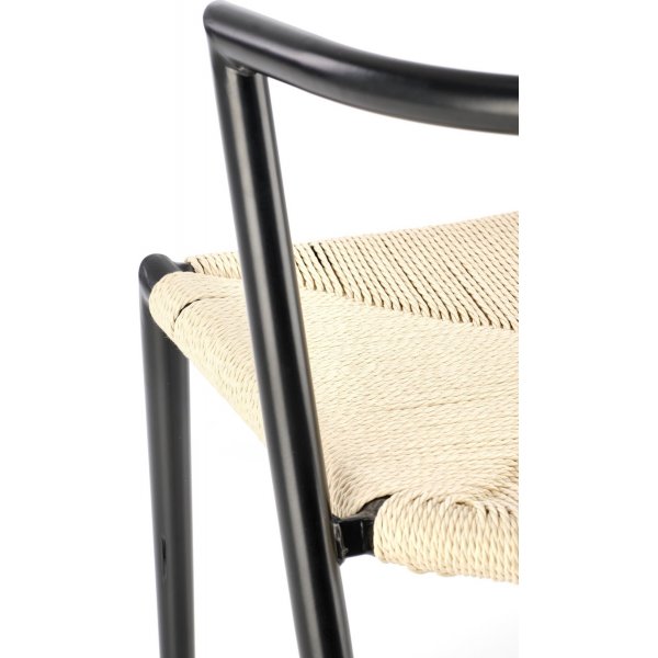 Stapelbarer schwarzer Esszimmerstuhl Cadeira 515 mit Seilsitz Stapelbarer schwarzer Esszimmerstuhl Cadeira 515 mit Seilsitz