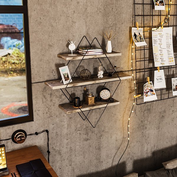 Dekoryum Wandregal Eiche/schwarz