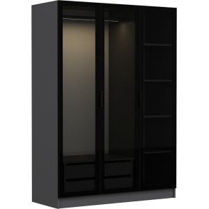 Cavolo Kleiderschrank 135 cm - Anthrazit/Schwarz