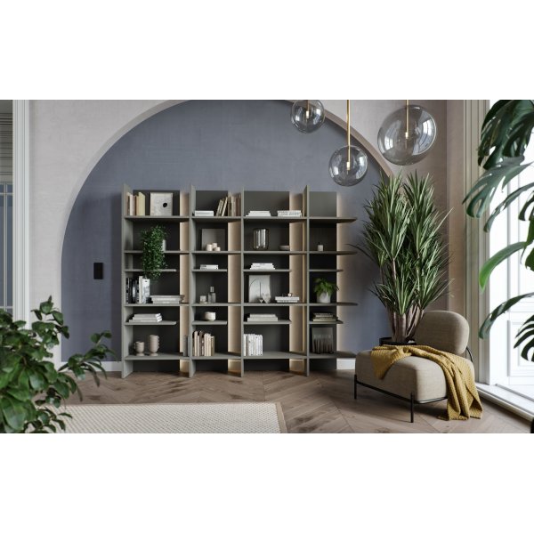 Tiefes Regal mit LED-Beleuchtung links - Grau Tiefes Regal mit LED-Beleuchtung links - Grau