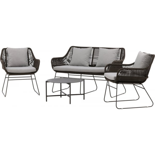 Sofagruppe Davao - Dunkelgrau/Braun