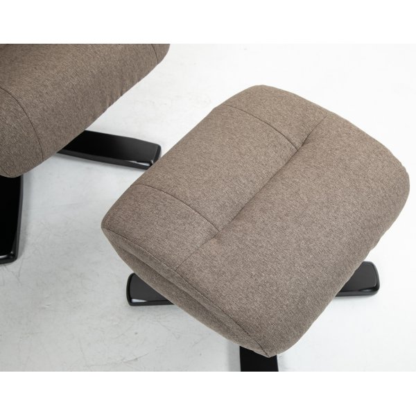 Oslo Liegesessel mit Hocker aus dunkelbeigem Stoff