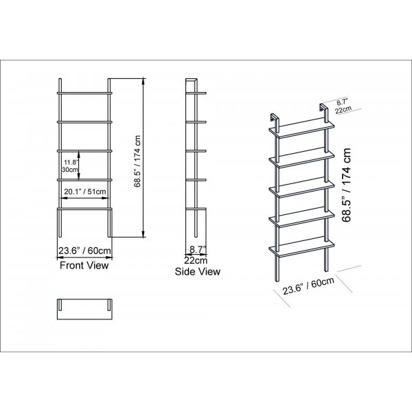 Bcherregal Piante - Wei/Gold