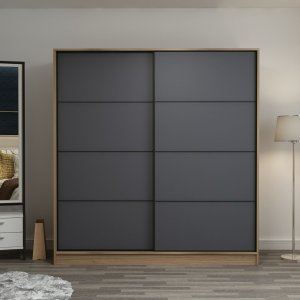 Kapusta Kleiderschrank 220x52x210 cm, Variante A - Braun/Anthrazit