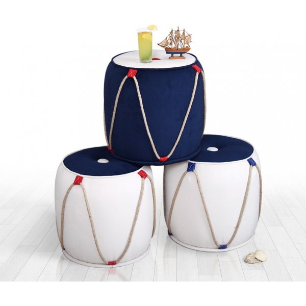 Fora Hocker - Blau/Weiß Fora Hocker - Blau/Weiß