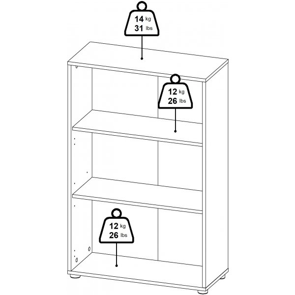 Niedriges Sign-B�cherregal mit T�ren - Mattgrau/Hickory