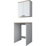 Langer Waschmaschinenschrank 6 - Wei/Walnuss