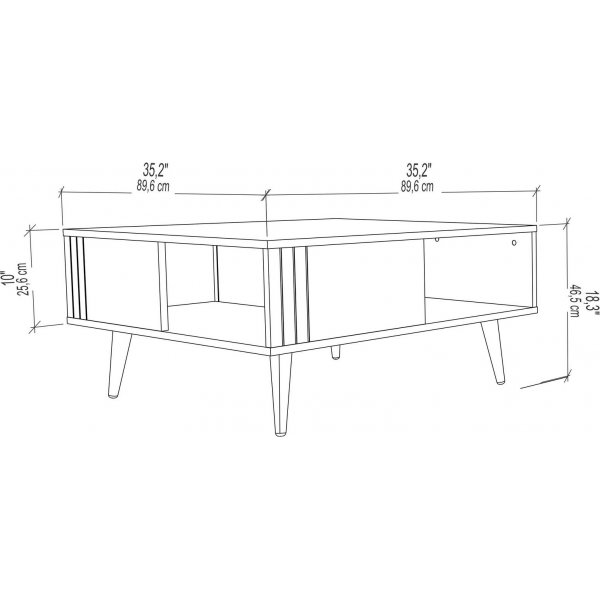 Ronas Couchtisch 89,6 x 89,6 cm - Nussbaum