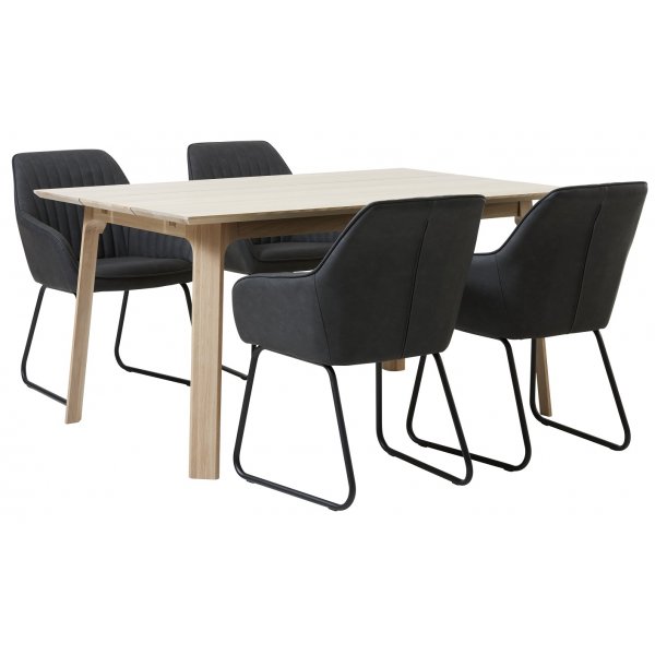 Block\\\'s Stuhl aus grauem PU mit Metallgestell Block\\\'s Stuhl aus grauem PU mit Metallgestell