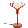 Geweih Tischlampe - Nussbaum/rot