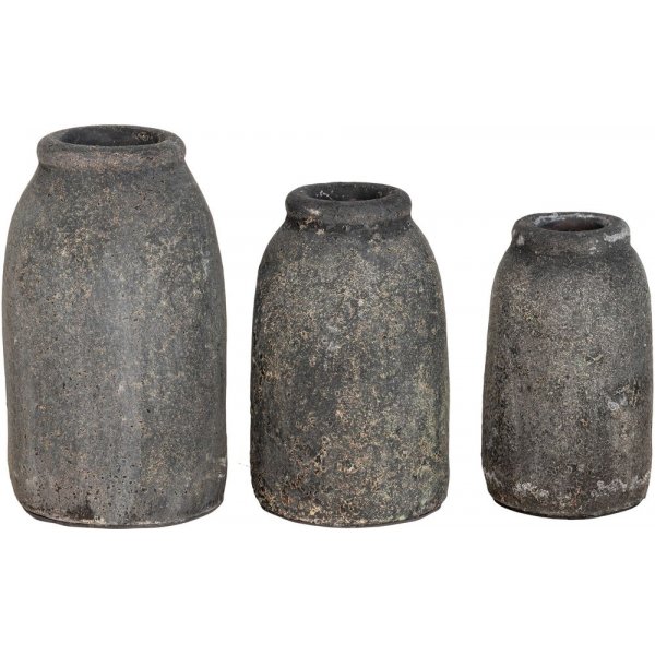 Velas Terracotta Dekovase - Dunkelgrau - 3 Stk Velas Terracotta Dekovase - Dunkelgrau - 3 Stk