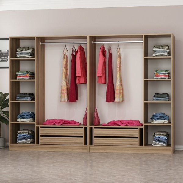Cavolo Kleiderschrank 270x52x210 cm, Variante B - Braun