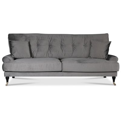 Adena 3-Sitzer Sofa - Silbergrau Samt + Mbelfe