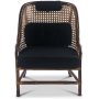 Anton Sessel aus Rattan - Braun gebeizt / Schwarzer Stoff