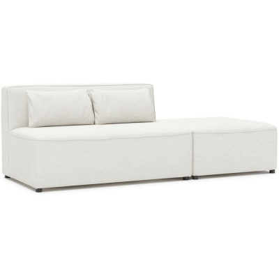Modular aufbaubares 2-Sitzer-Sofa mit Hocker - Natur