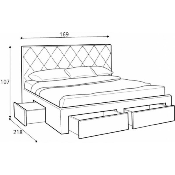 Libbie Bett mit Stauraum - grau