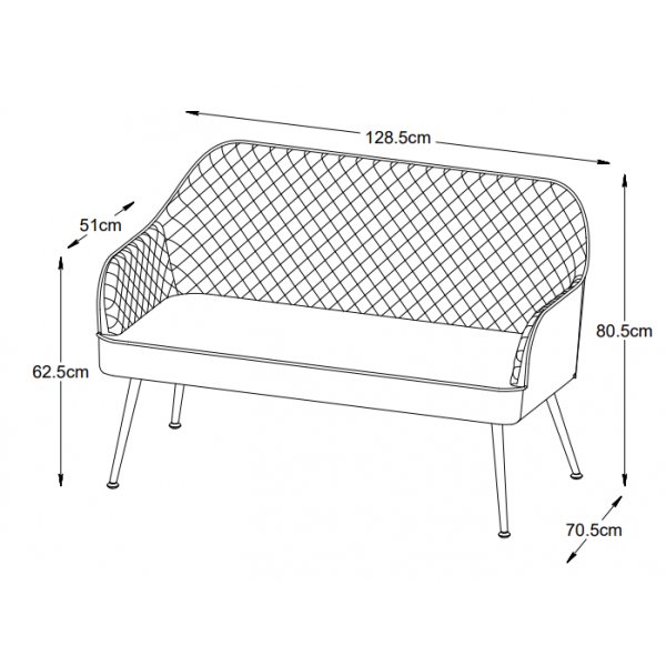 Anna 2-Sitzer-Sofa aus grauem Samt