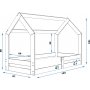 Domek Juniorbett 80 x 160 cm - Beliebige Farbe
