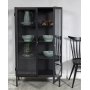 Cliff Vitrinenschrank aus Blech Highboard - Schwarz / Klarglas