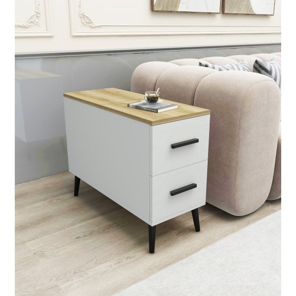 Insel-Beistelltisch - Wei�/Beige