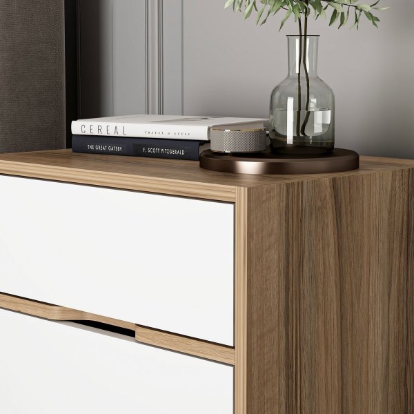 Nachttisch Elina - Walnuss/Weiß Nachttisch Elina - Walnuss/Weiß