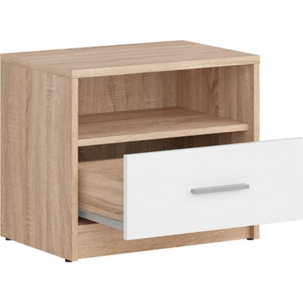 Nepo Plus Nachttisch - Eiche hell/weiß Nepo Plus Nachttisch - Eiche hell/weiß