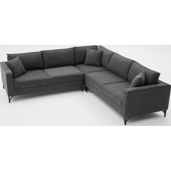 Berliner Ecksofa - Anthrazit/Schwarz