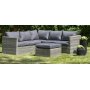 Boviken Gartengruppe: Ecksofa mit Fuhocker - Grauem Kunstrattan