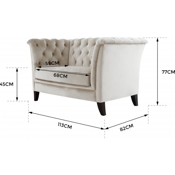 Sessel Chesterfield beige Samt - Milton