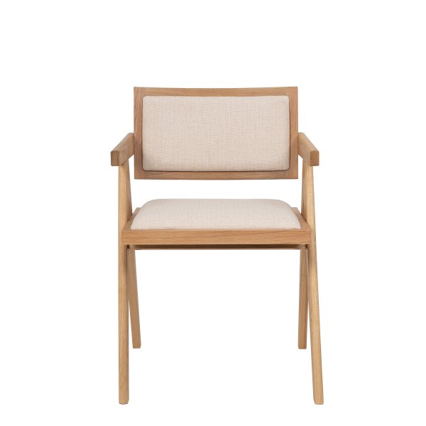 Sessel Sara aus Eiche mit Leinenbezug