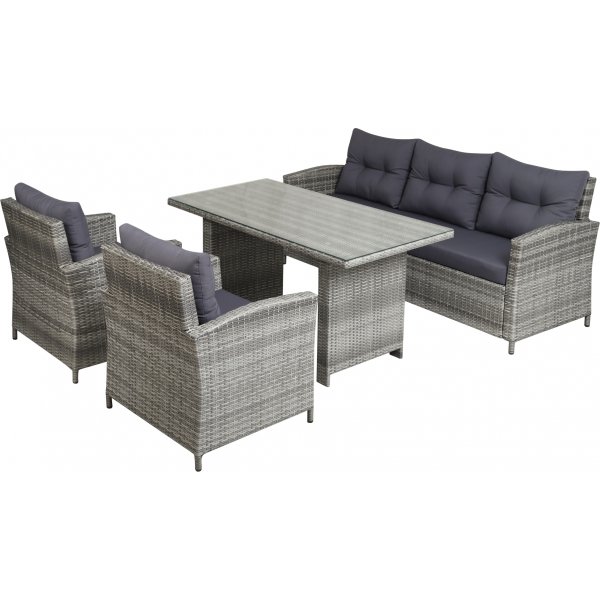 Santiago Outdoor-Gruppe aus synthetischem Rattan - Grau