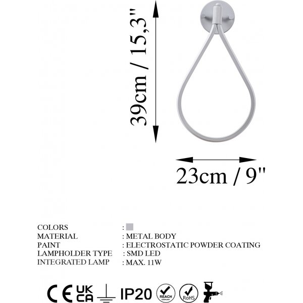 Damian Wandleuchte - Grau Damian Wandleuchte - Grau