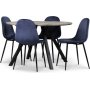Smokey Esstischgruppe, runder Esstisch mit 4 Carisma Samtsthlen - Blau