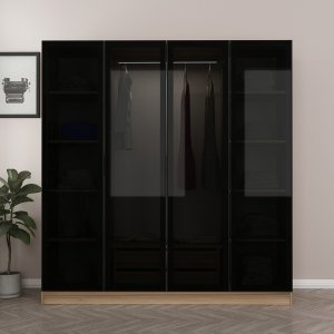 Cavolo Kleiderschrank 180x52x210 cm - Braun/Rauch